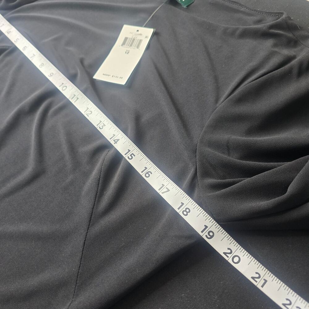 Ralph Lauren Black Sheer Bell Sleeve Dress Sz 12 - Picture 5 of 8